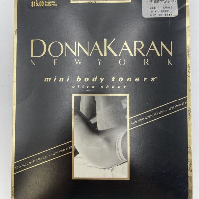 Donna Karen Satin Sheer Mini Body Toners Pantyhose Size Small Nude