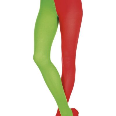 Red Green Opaque jester tights Xmas Elf Costume Pantyhose