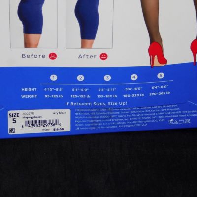 Spanx Size 5 2X Black High Waist Shaping Sheers NEW Pantyhose With Shaper Short