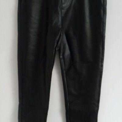 Mcedar Black Jeggings S leggings Jean Style Faux Leather Pleather NEW Stretchy
