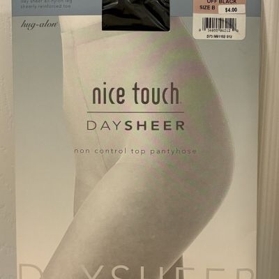 Nice Touch Day Sheer Nylon Pantyhose Size B Hug-alon Off Black Reinforced Toe