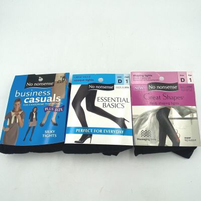 3 No Nonsense Tights Lot size D Black Great Shapes Essential Business Casuals ST