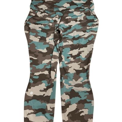 Lululemon base pace green blue camo 25” leggings yoga hiking running size 18