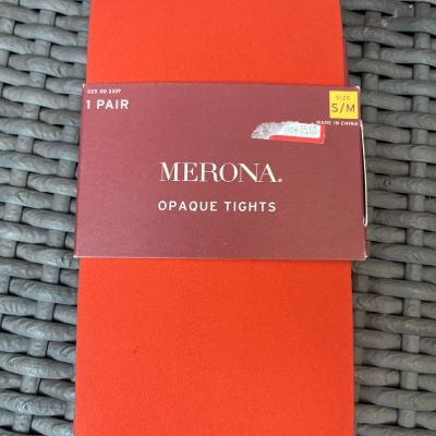 Merona Opaque Tights Women S/M Nylon Blend Orange Flame NWT