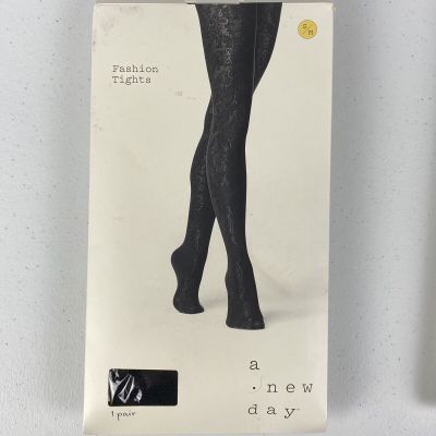 Women's Shiny Jacquard Opaque Tights - A New Day™ Black S/M