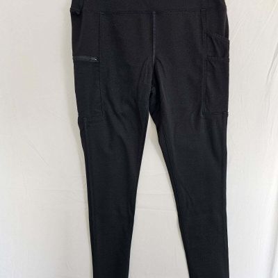 Carhartt Fitted Pants Womens Size M 8-10 Reg Utility Pockets Yoga Leggings Black