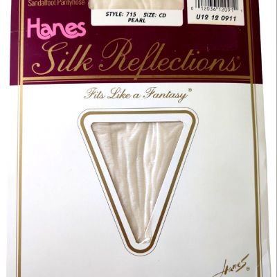 Vintage 1989 Hanes Silk Reflections Sheer Sandalfoot Pantyhose Size CD 715 Pearl