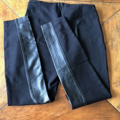 J Crew Women’s Black Pants with Genuine leather: Equestrian Style, Sz 4
