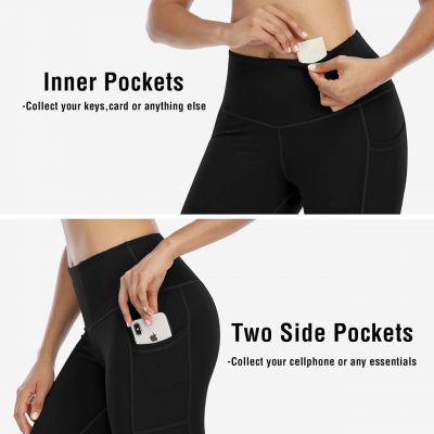 CHRLEISURE Leggings with Pockets for Women, High Waisted Tummy Control Workout