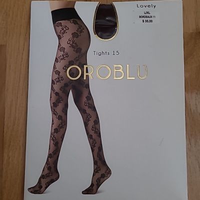 New Women's OROBLU Lovely Tights 15, Bordeaux. Choose Size