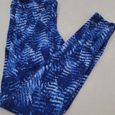 Champion Womens Duo Dry Leggings SZ Small Activewear Workout Blue White Abstract
