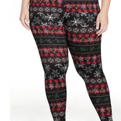 Terra And Sky Women’s Fleece Lined Snow Flake Brushed Leggings Size 1X  NWT