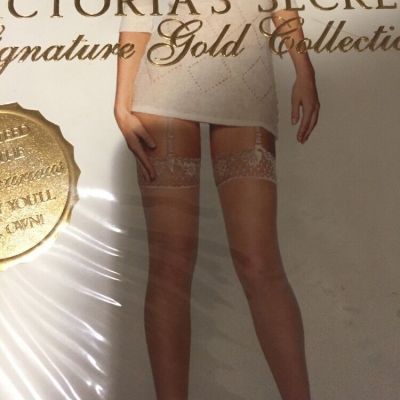 Victoria Secret Sheer Seduction Garter Stockings Color: White Small