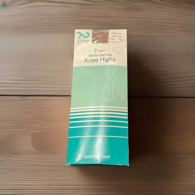 Vintage Navy Exchange 2 Pack Suntan One Size Reinforced Toe Knee High Style 9025