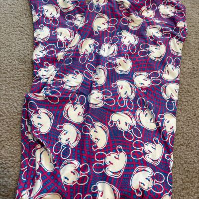 LuLaRoe Disney Collection Pink Blue Geo Mickey Mouse Leggings Size TC2 NWT