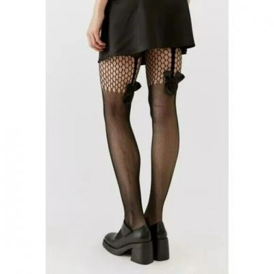 NEW URBAN OUTFITTERS BLACK HIGH BOW MIXED FISHNET TIGHT MEDIUM/LARGE TIGHTS NWT