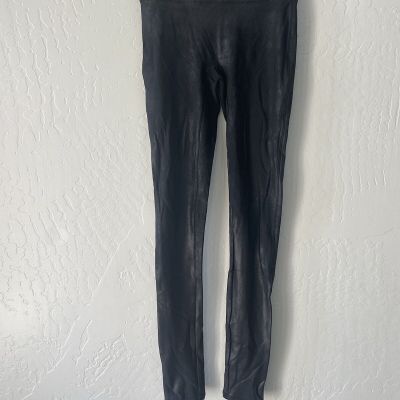 SPANX Faux Leather Shiny LEGGINGS-# 2437Q-BLACK-Size XSMALL
