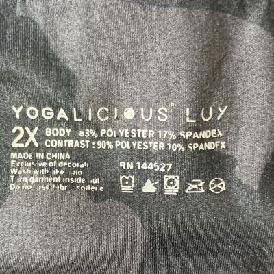 Yogalicious Lux Size 2X high rise butter soft black grey camo crop leggings