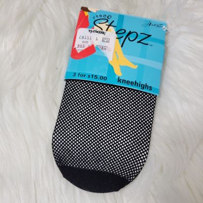Hanes Stepz Kneehighs Fishnet Black One Size New Y2K Knee High Socks