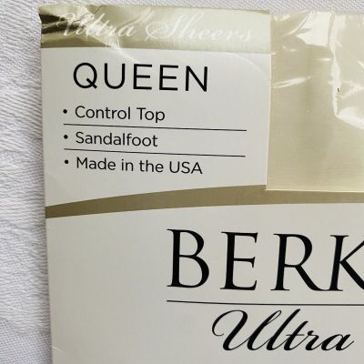 Berkshire Ultra Sheers Control Top Pantyhose Ivory Queen 1X-2X Sandalfoot NOS