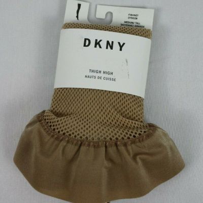 DKNY Fishnet High Thigh Size M Color Nude