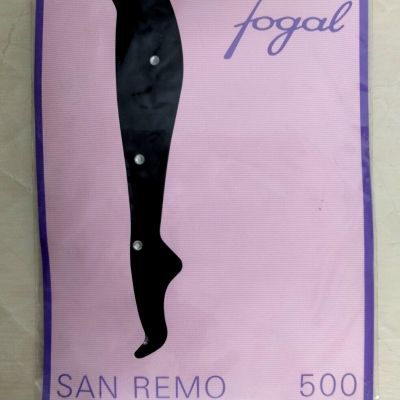 Vtg FOGAL San Remo 500 BLACK RHINESTONE PANTYHOSE Medium NOIR Sexy GIRLY GLAM!