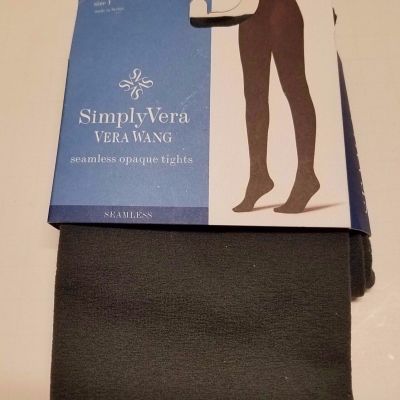 Womens Simply Vera Wang Salem Grey Seamless opaque Tights  Size 1