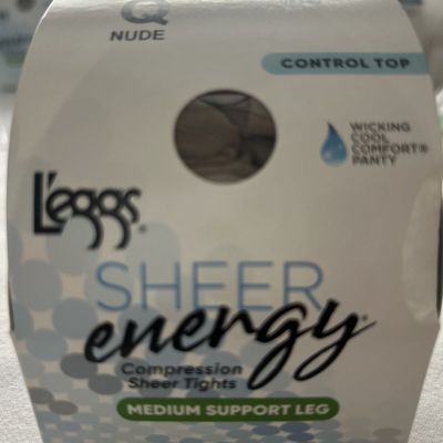 Legs Sheer Energy Medium Support Leg Control Top Size  Q Nude