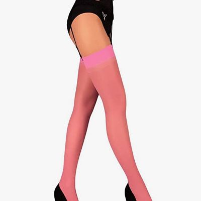 MILA MARUTTI 20 Denier sheer nylon stockings, Size XL, Pink color, New