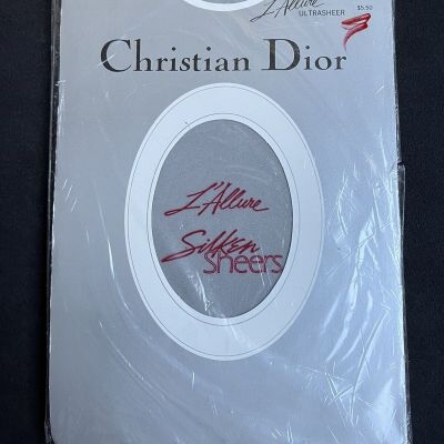 Vtg. Christian Dior L’Allure Control Ultrasheer Leg Sandalfoot CRYSTAL GRAY Sz 3