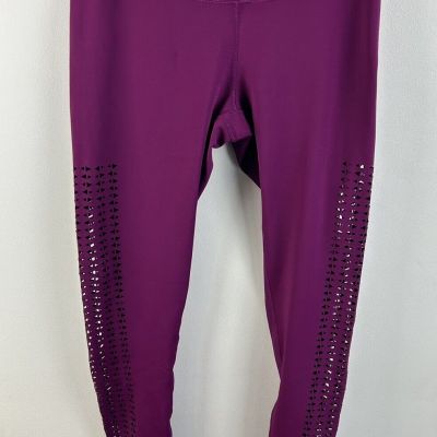 Vina Womens Med Magenta Pink Lasercut Eyelet Active Workout Ankle Leggings