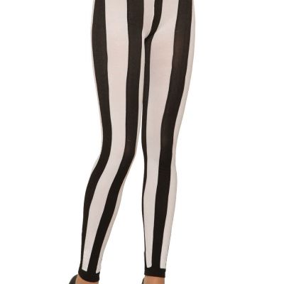 Adult Pirate Beetlejuice Striped Footless Tights (Black/White)