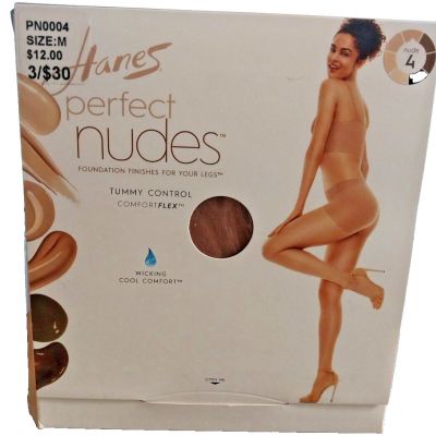 *Hanes Perfect Nudes* M - Sheer To Waist Wicking Cool Comfort Pantyhose ~ #4
