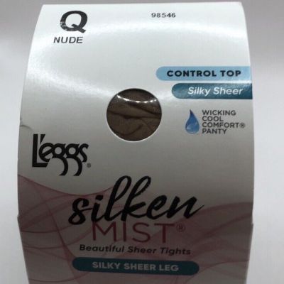Leggs Womens Silken Mist Ultra Sheer With Run Resist Technology Size Q NUDE