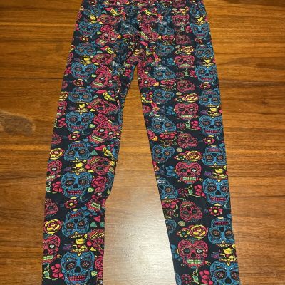 Women's Plus Size Pink Blue Sugar Skull Stretch Pants Leggings Multi Color