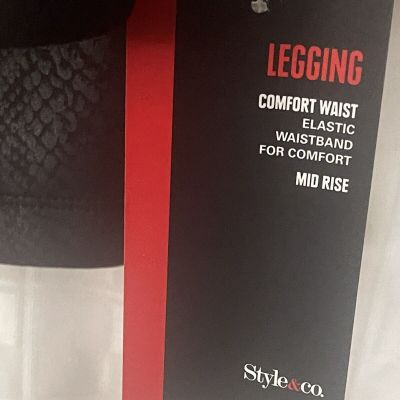 Style & Co Leggings Black XL PARTY PYTHON Mid Rise Comfort Waist MSRP $49.50 NWT