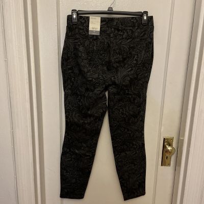 Style & Co. Floral Ponte-Knit Leggings Deep Black Combo NWT
