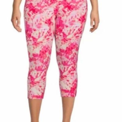 Terra & Sky Women's Tie Dye High Rise Super Soft Capri Leggings Pink 0X (14W)