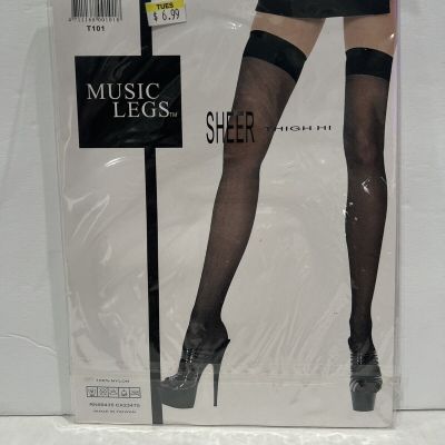 Music Legs Sheer Thigh Hi Stockings White Fits 5-5’10” 100-175lbs NIP