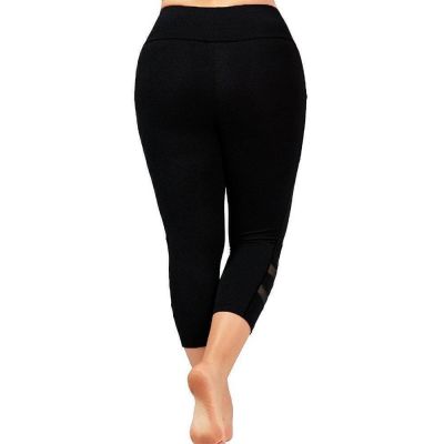 Plus Size Women's Leggings Ladies Sports Gym 3/4 Cropped Stretch Capri Pants US