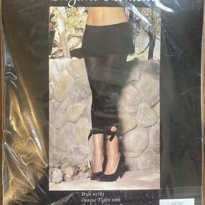 ELEGANT MOMENTS Opaque Tights With Keyhole and Satin Bow Black Style #1783