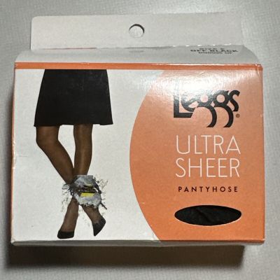 New L’eggs Hose Pantyhose Ultra Sheer Reinforced-Panty DG0005 Off-Black size E