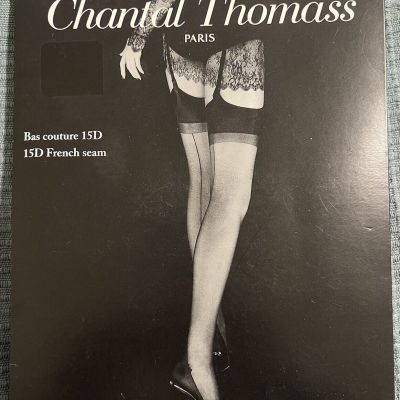 Chantal Thomass Paris French Seam Garter Stockings Anthracite Gray Size 2 NEW
