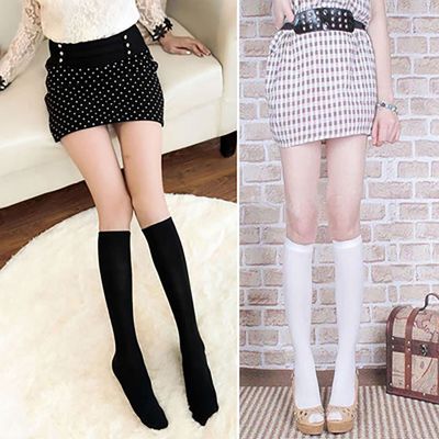 Stockings Skin-friendly Warm Women Below Knee Socks Leggings Solid Color