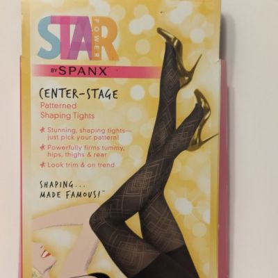 NEW Spanx Star Power Black Center Stage Diamond Patterned Shaping Tights Size C