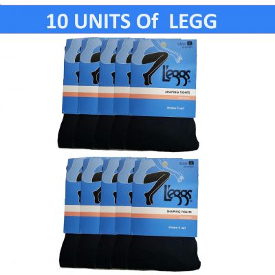 Leggs Casuals Womens Black Opaque Body Shaping Tights Size B Set of 10