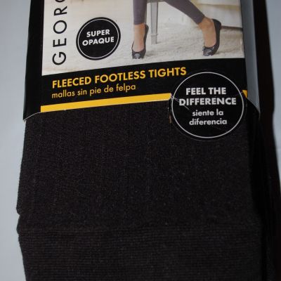 Womens BLACK FLEECED TIGHTS Silver Sparkle Thread FOOTLESS Super Opaque SIZE 3