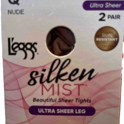 L’eggs Silken Mist Control Top Ultra Sheer Leg 2pair Q Nude