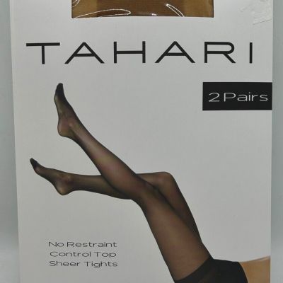 Tahari Pantyhose Size Medium Mocha Control Top Sheer  Tights