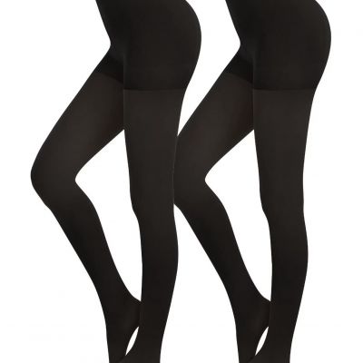 Black Tights for Women 80D Semi Opaque Tights Solid Color Tights Control Top ...